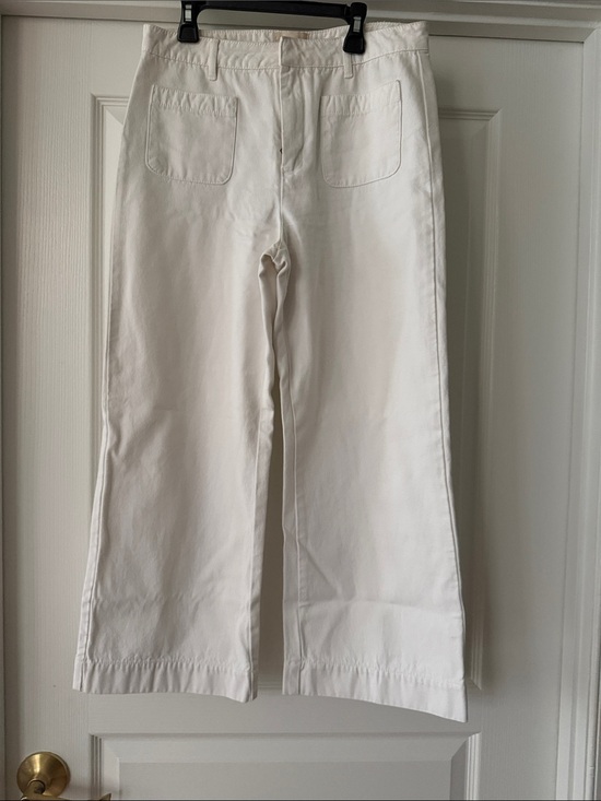 Sezane Denim - Sezane Cream Wide-Leg Cropped Jeans